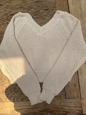 Altar'd State Cream V-Neck Knit Sweater